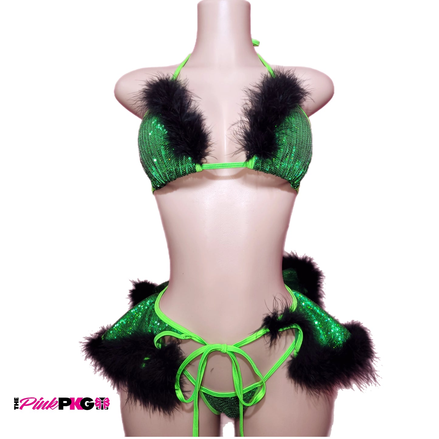 Fur party girl skirt set