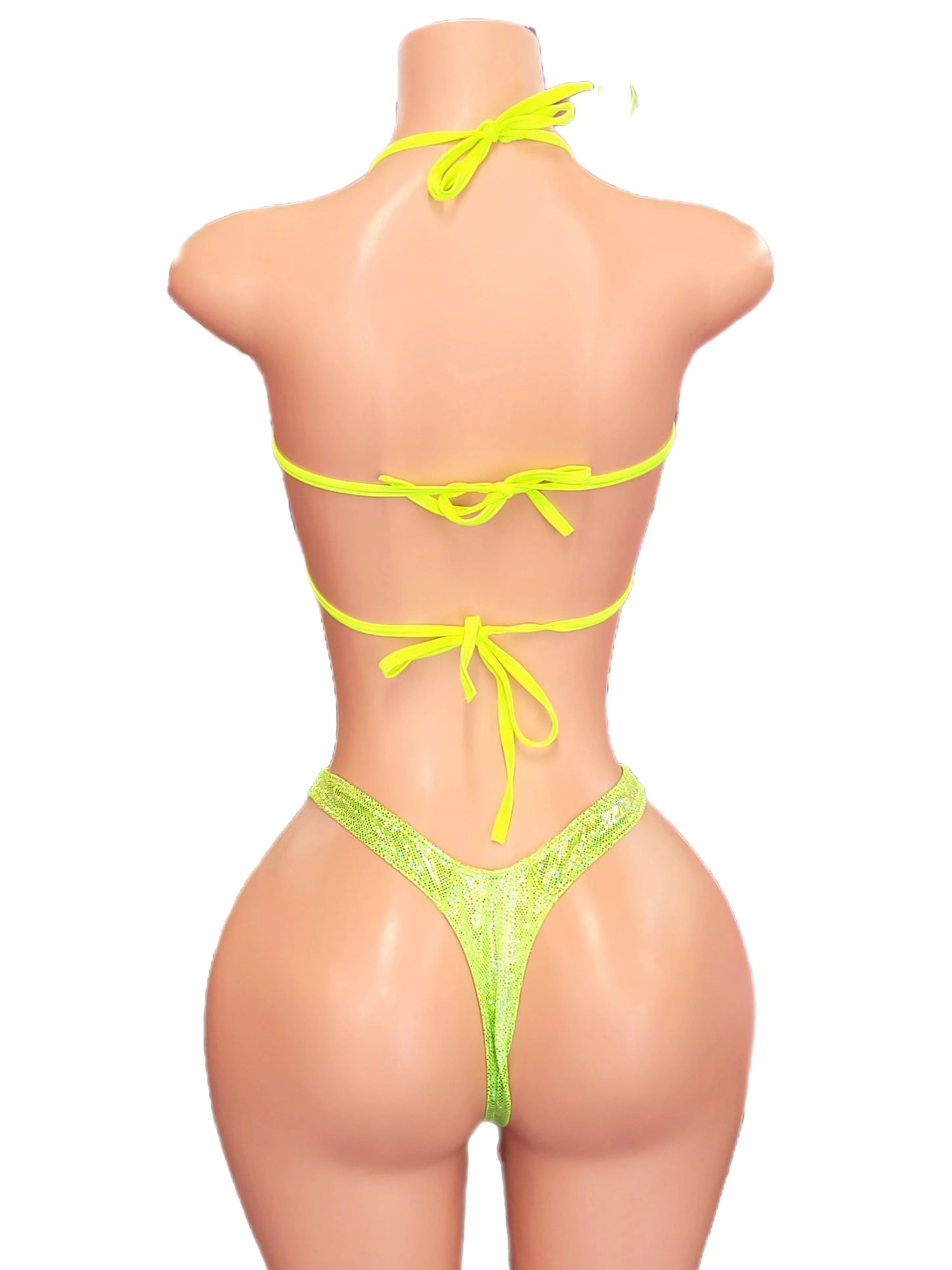 neon green star top metallic 2pc
