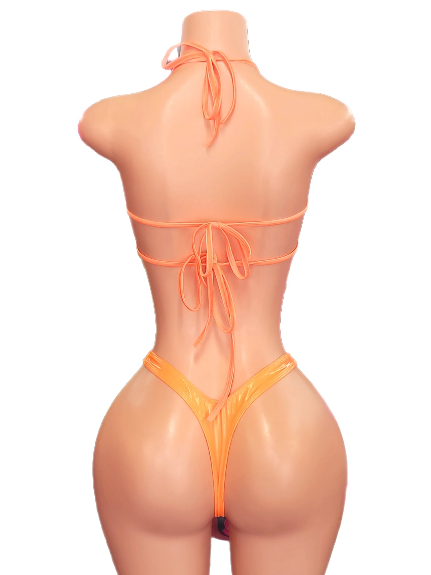 Pu leather orange star top 2pc