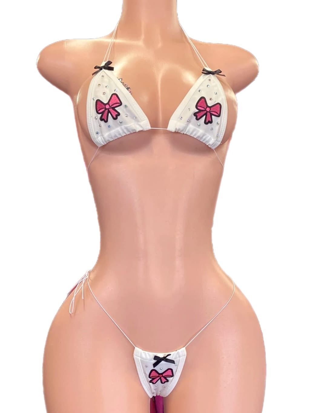 All White and bows StringKini