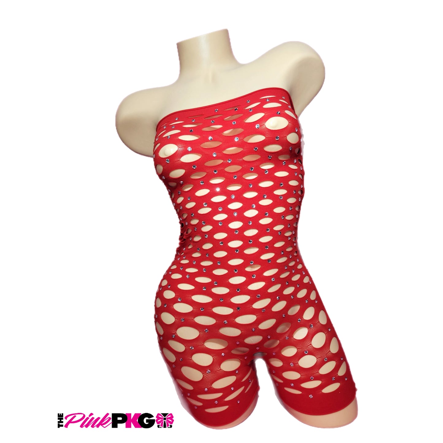 Sleeveless fishnet with rhinestones