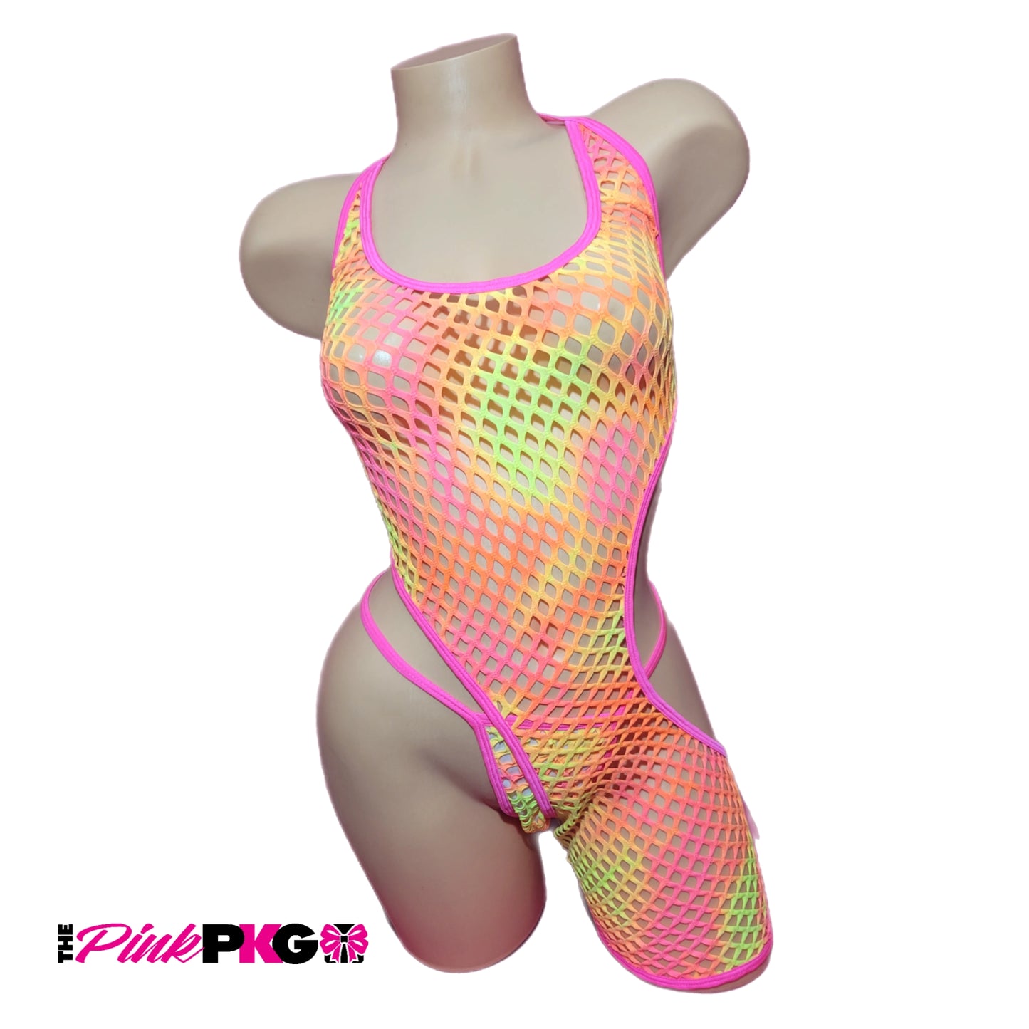 Multi color 1 thigh 2 piece Fishnet