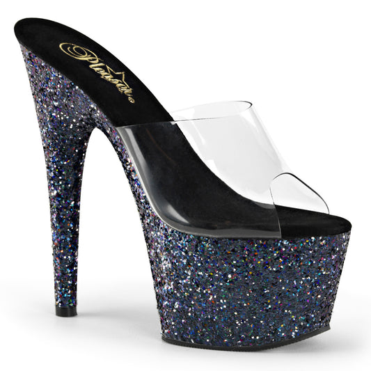 Pleasers Black Halo Glitter Bottom Slipper