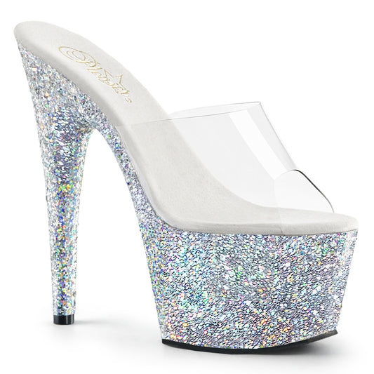 Pleasers Silver Halo Glitter Bottom Slipper