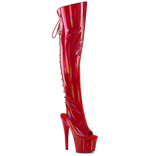 Pleaser Red Hologram Thigh High